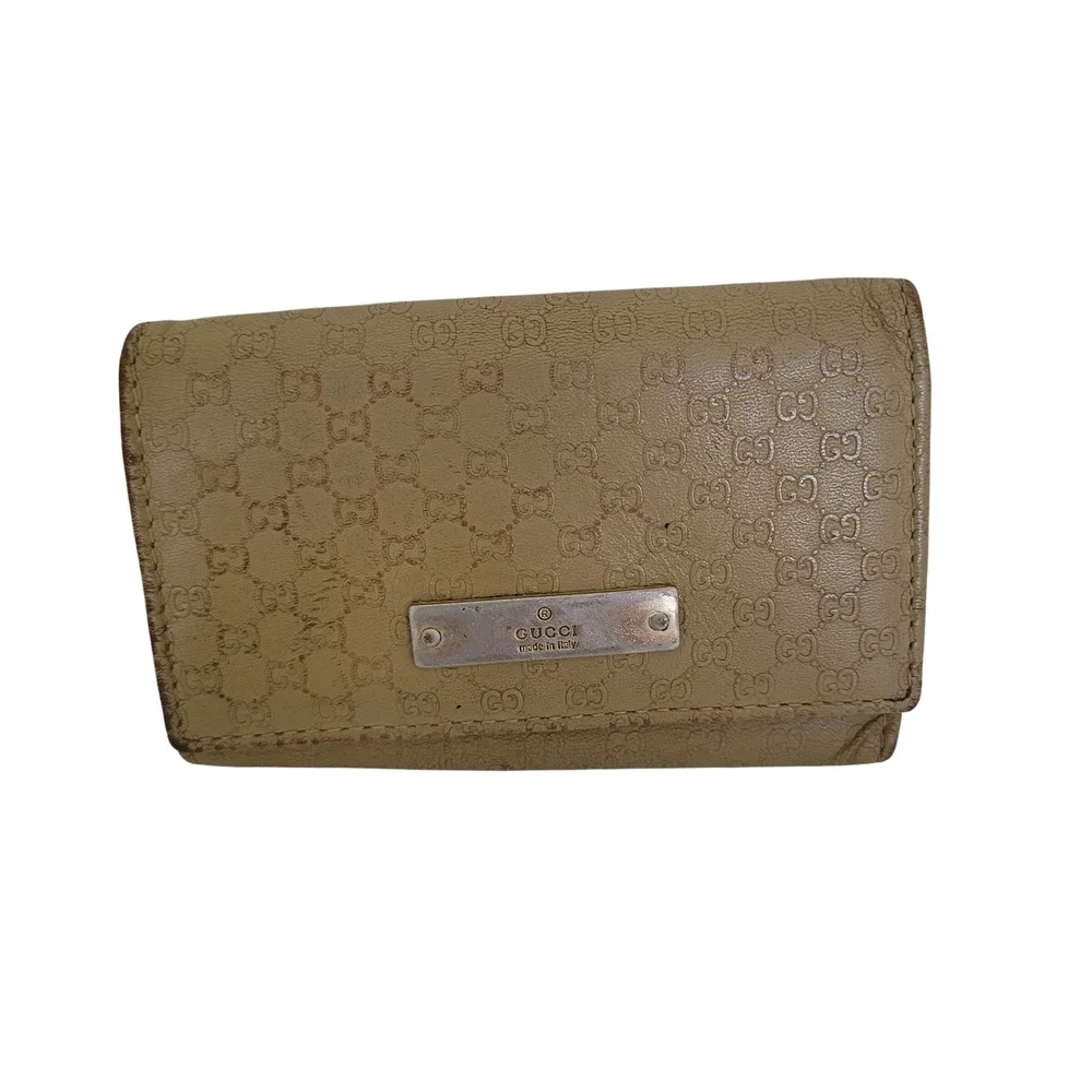 Gucci Microguccissima Leather 6 Key Case Holder Tan Beige Monogram 033-0416-0860